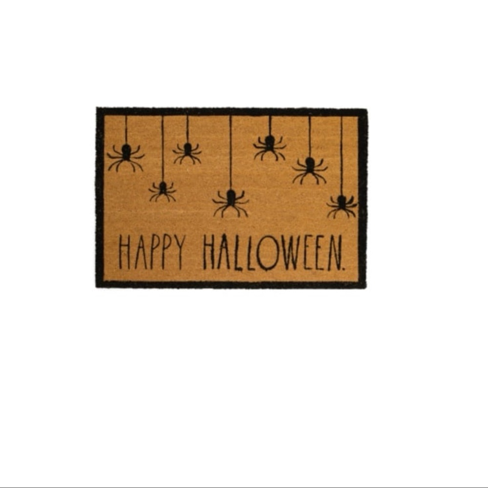 Rae Dunn Happy Halloween Doormat - Black and Tan Heavy Duty Outdoor Doormat